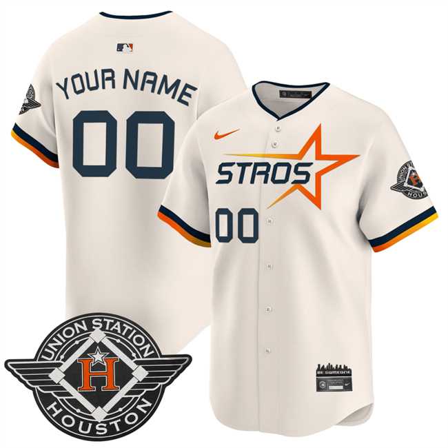 Mens Houston Astros Active Player Custom Cream 2025 City Connect Limited Stitched Baseball Jersey->customized mlb jersey->Custom Jersey